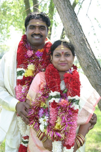 Hindu bride and groom after wedding vows Hindu bride and groom after wedding vows