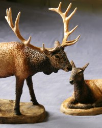 elk bull and cow sculptures