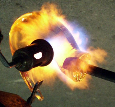 Glass Blowing Flaming Glass