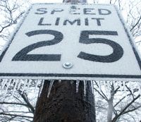 Icy Speed Limit Sign
